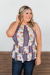 Got My Attention Tank Top- Ivory & Dusty Blue