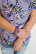 Geo Stone & Leopard Beaded Bracelet Set- Deep Purple