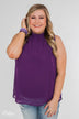 Detailed in Lace Tank Top- Deep Purple