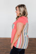 Days Like This Striped Back Top- Coral