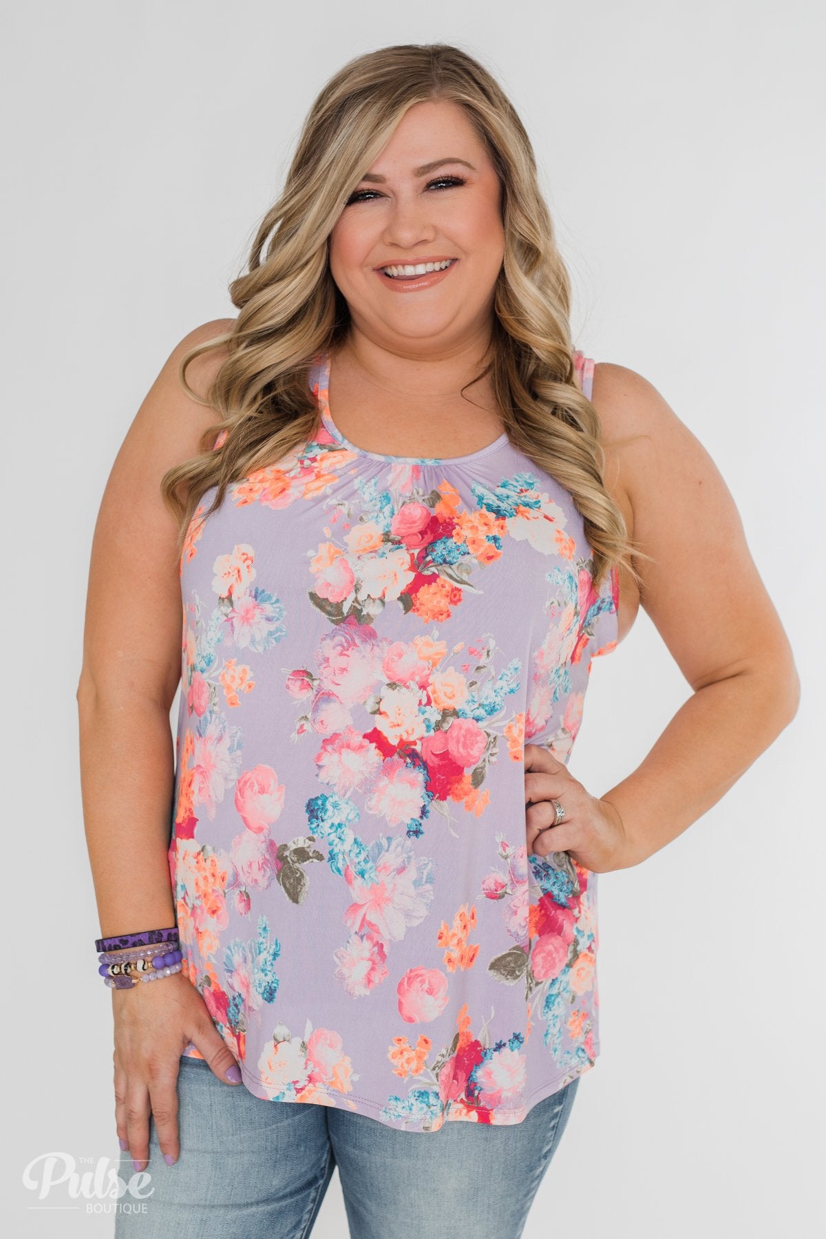 A Coral Floral Summer Tank - Lilac