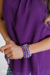 Geo Stone & Leopard Beaded Bracelet Set- Deep Purple