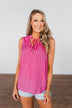Tell My Story Neck Tie Tank Top- Hot Pink