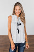 Secret Charm Striped Tassel Tank Top- Ivory & Navy