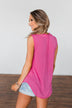 Tell My Story Neck Tie Tank Top- Hot Pink