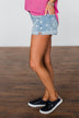 KanCan Light Wash Polka Dot Shorts