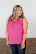 Tell My Story Neck Tie Tank Top- Hot Pink