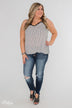 Add A Touch of Lace Striped Tank Top- Black & White