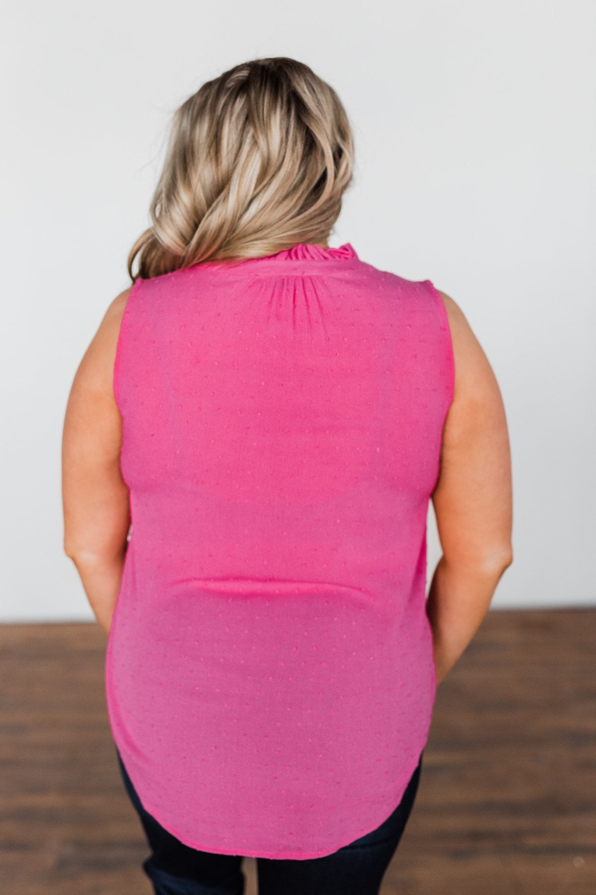 Tell My Story Neck Tie Tank Top- Hot Pink