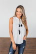 Secret Charm Striped Tassel Tank Top- Ivory & Navy