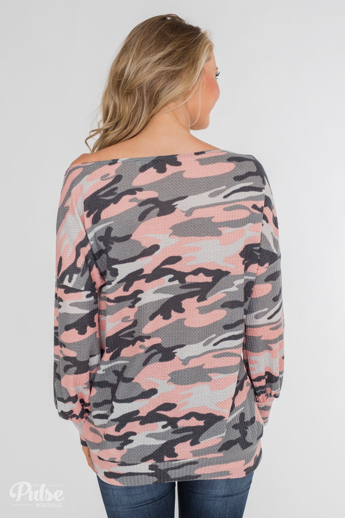 Thermal Camo One Shoulder Top- Pink