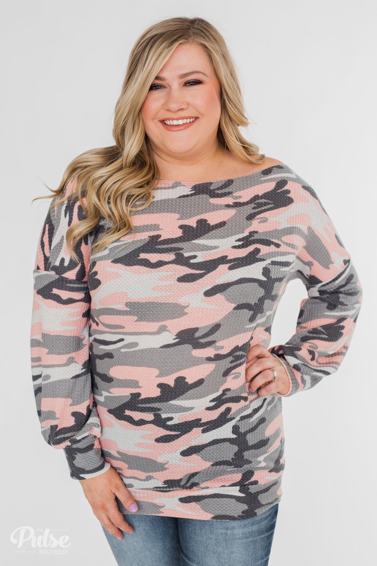 Thermal Camo One Shoulder Top- Pink