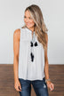 Secret Charm Striped Tassel Tank Top- Ivory & Navy