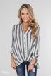 New Way Of Thinking Striped Blouse- Grey & White