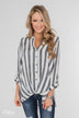 New Way Of Thinking Striped Blouse- Grey & White