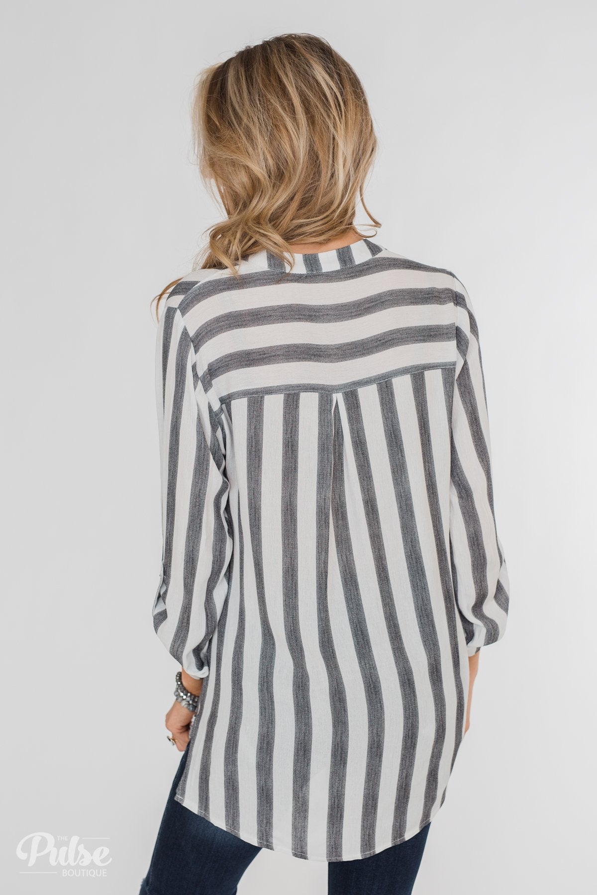 New Way Of Thinking Striped Blouse- Grey & White