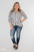 New Way Of Thinking Striped Blouse- Grey & White