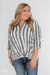 New Way Of Thinking Striped Blouse- Grey & White