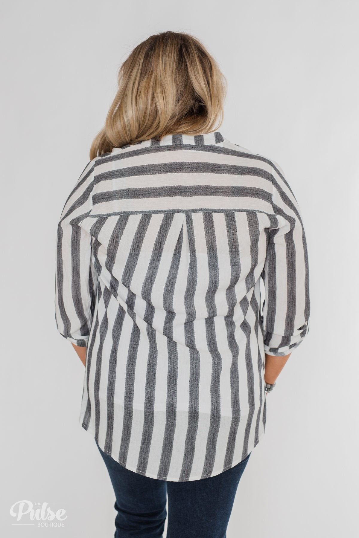 New Way Of Thinking Striped Blouse- Grey & White
