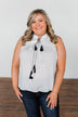 Secret Charm Striped Tassel Tank Top- Ivory & Navy