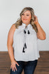 Secret Charm Striped Tassel Tank Top- Ivory & Navy