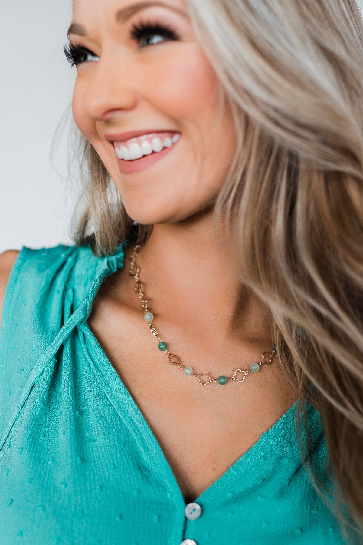 Clover Chain Necklace- Shades of Green