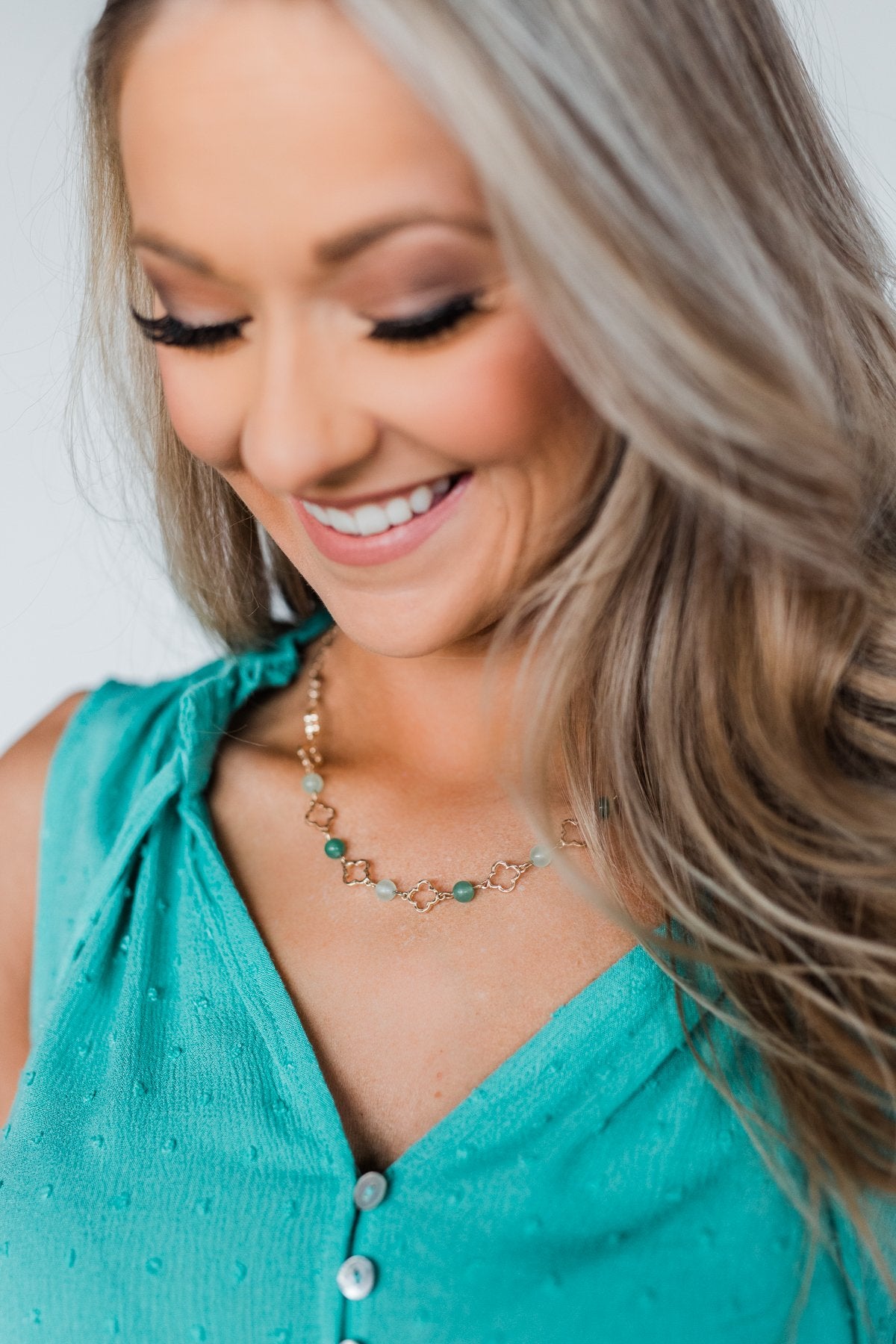 Clover Chain Necklace- Shades of Green