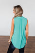 Tell My Story Neck Tie Tank Top- Dark Mint