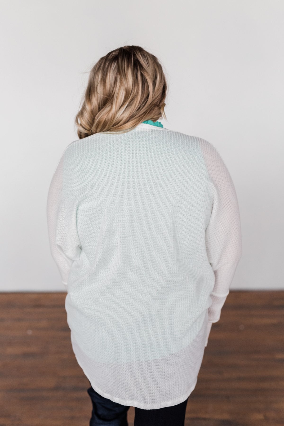 Break Free Waffle Knit Cardigan- Off White