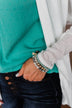 3 Layer Tassel & Beads Bracelet Set- Mint & Gold