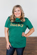 "Born Lucky" Green Tee