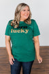 "Born Lucky" Green Tee