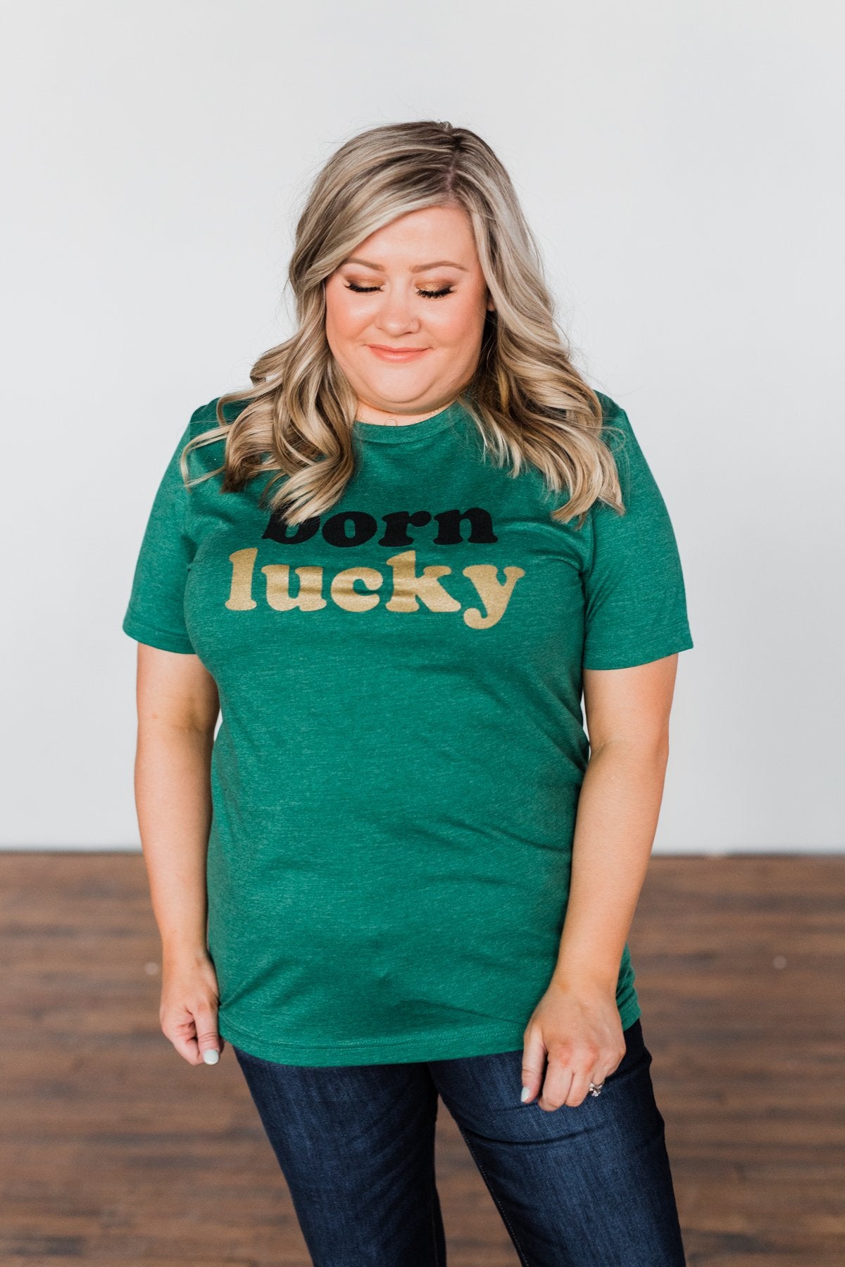 "Born Lucky" Green Tee