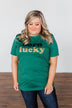 "Born Lucky" Green Tee