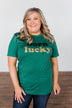 "Born Lucky" Green Tee