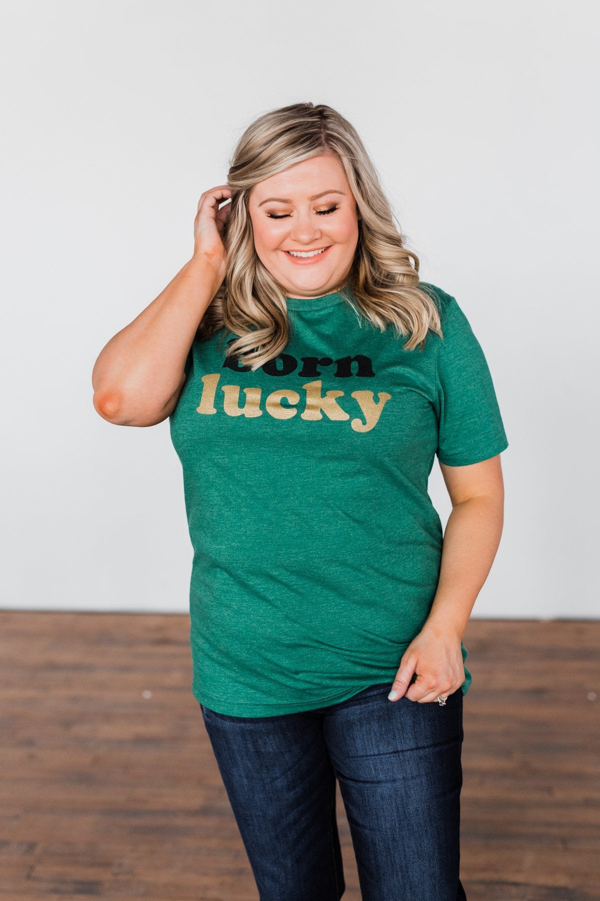 "Born Lucky" Green Tee
