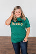 "Born Lucky" Green Tee