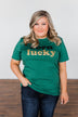 "Born Lucky" Green Tee