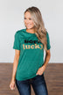"Born Lucky" Green Tee
