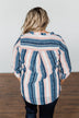 Good To Me V-Neck Striped Top- Navy & Peach
