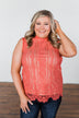 Feeling Flirty Lace Tank Top- Deep Coral