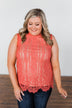 Feeling Flirty Lace Tank Top- Deep Coral