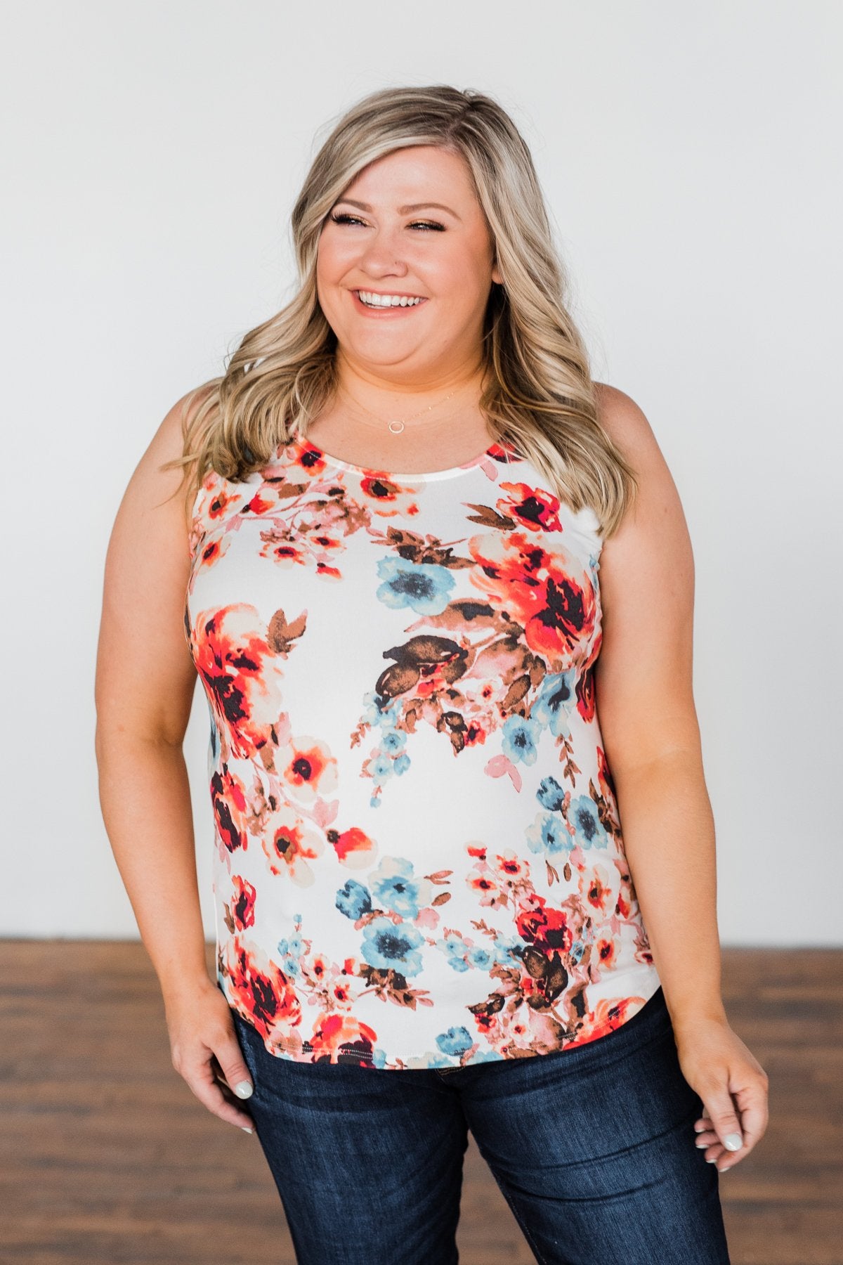 Easily Attracted Floral Tank Top- Ivory