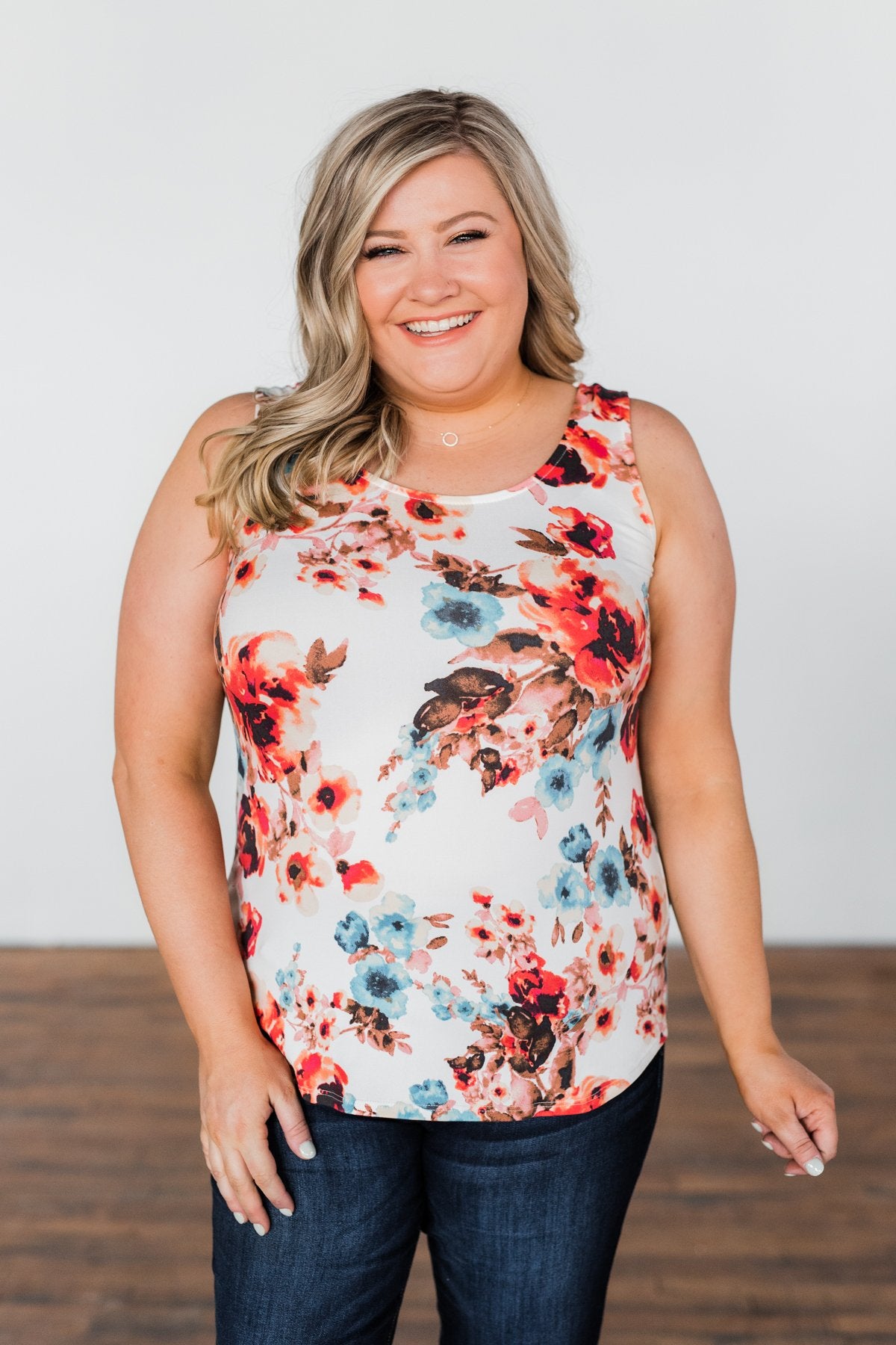 Easily Attracted Floral Tank Top- Ivory