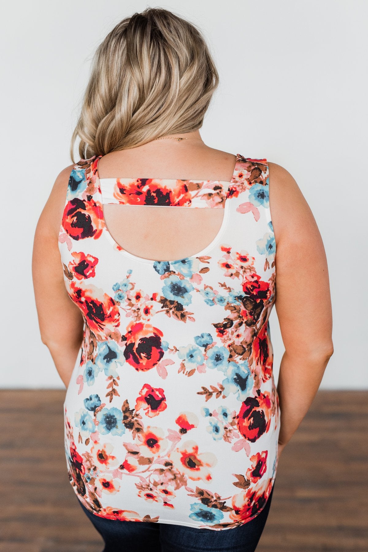 Easily Attracted Floral Tank Top- Ivory