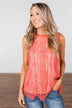 Feeling Flirty Lace Tank Top- Deep Coral
