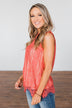 Feeling Flirty Lace Tank Top- Deep Coral