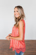 Feeling Flirty Lace Tank Top- Deep Coral