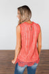 Feeling Flirty Lace Tank Top- Deep Coral