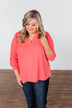 You Can Tell Me V-Neck Blouse- Coral